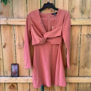 Missguided+ Pink Asymmetrical Long Sleeve Sundress
